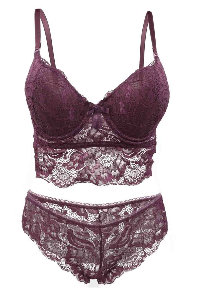 Cansoy Laced Push Up Bra Set 311 | Purple