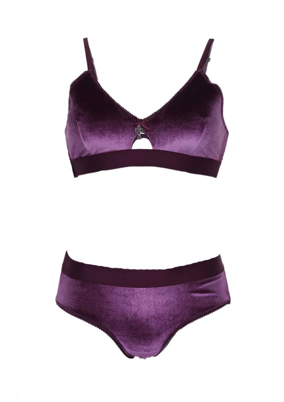 COTTONHILL - Cottonhill Unsupported Bra Set 1835 | Plum