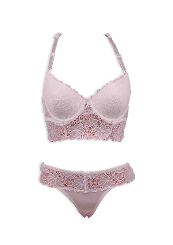 Laced Unsupported Bralette Bra Set 409 | White - Thumbnail
