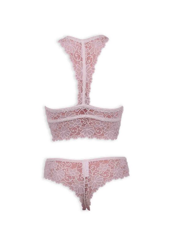 Laced Unsupported Bralette Bra Set 409 | White - Thumbnail