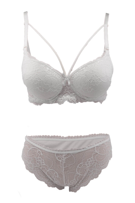 Fulyam Supported Laced Bra Set | Cream - Thumbnail