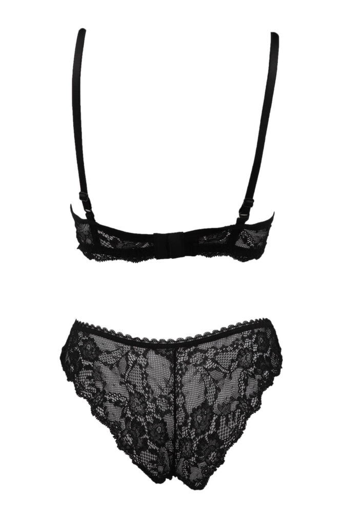 Fulyam Supported Laced Bra Set | Black