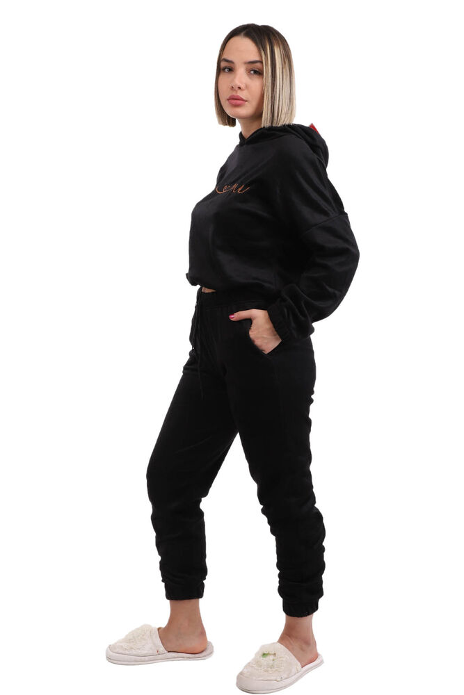 Arcan Hooded Pajama Set 1410-1 | Black