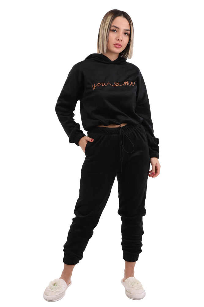 Arcan Hooded Pajama Set 1410-1 | Black