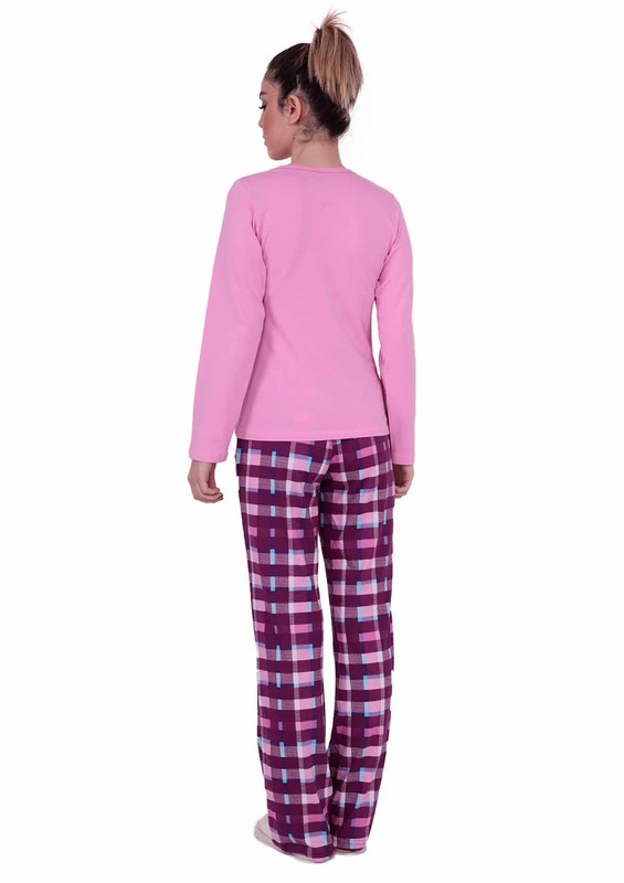 Straight Cut Plaid Pajama Set 4556 | Pink - Thumbnail