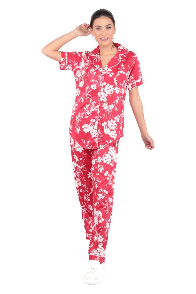 Aydoğan Patterned Poplin Shirt Woman Pajama Set 14037 | Red