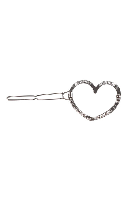 Heart Macrame Hair Clip /Silver - Thumbnail