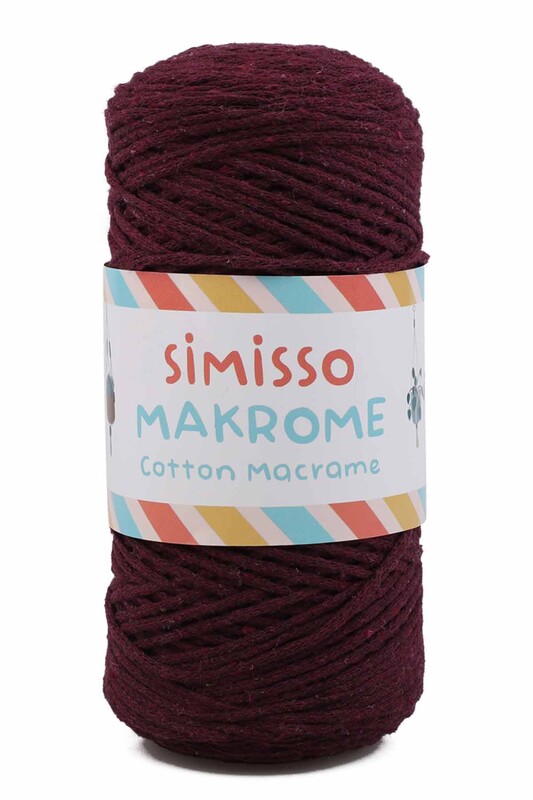SİMİSSO - Pamuklu Makrome İpi 250 Metre 2 mm | Bordo