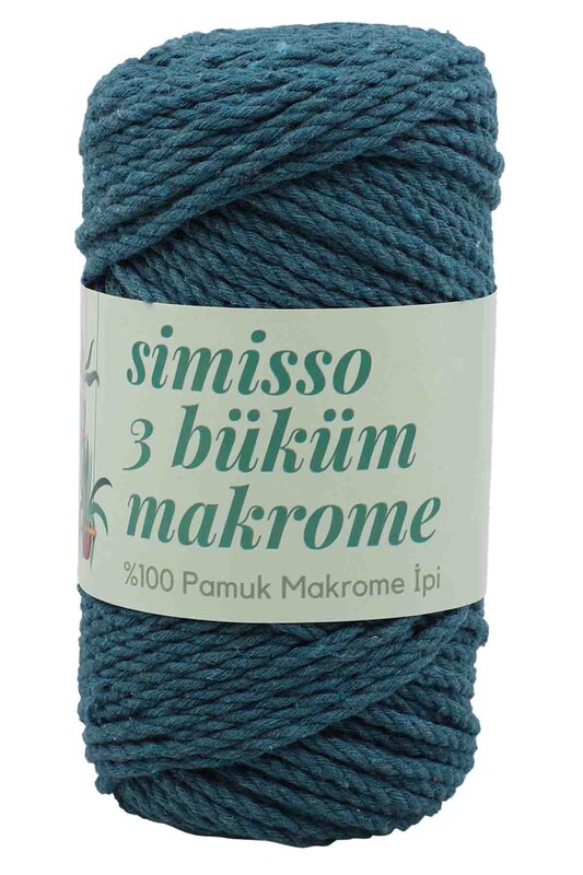 SİMİSSO - 3 Büküm Pamuk Makrome İpi 250 Gr | Petrol