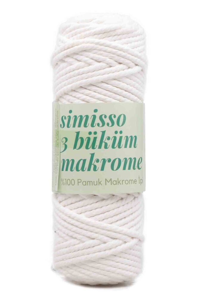 3 Büküm Pamuk Makrome İpi 250 Gr Beyaz 306