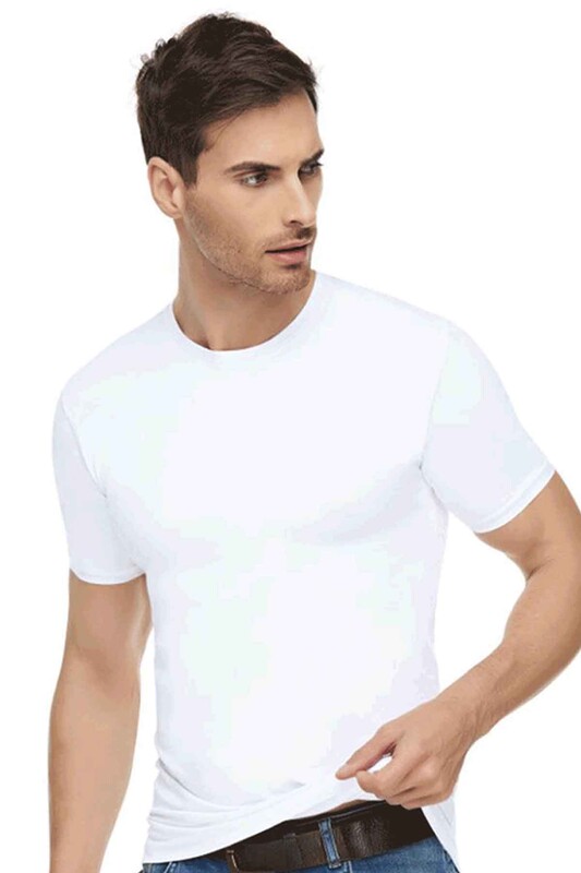 TUTKU ELİT - Tutku Elit Elastane Crew Neck Man Undershirt 1301 | White