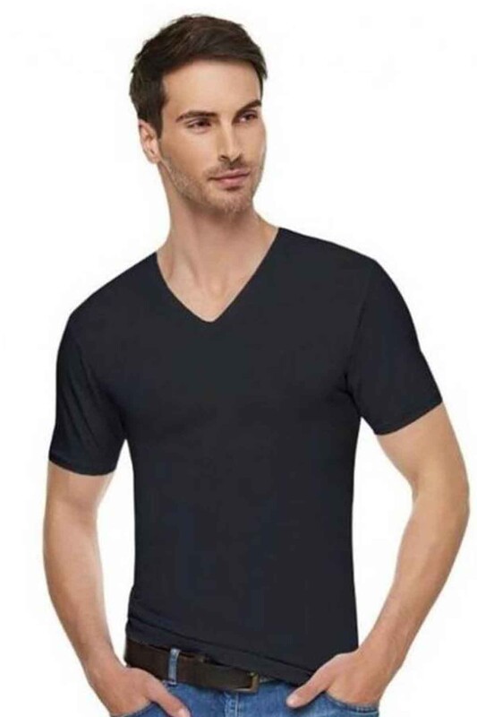 TUTKU ELİT - Tutku Elite Elastane V Neck Man Undershirt 1303 | Black