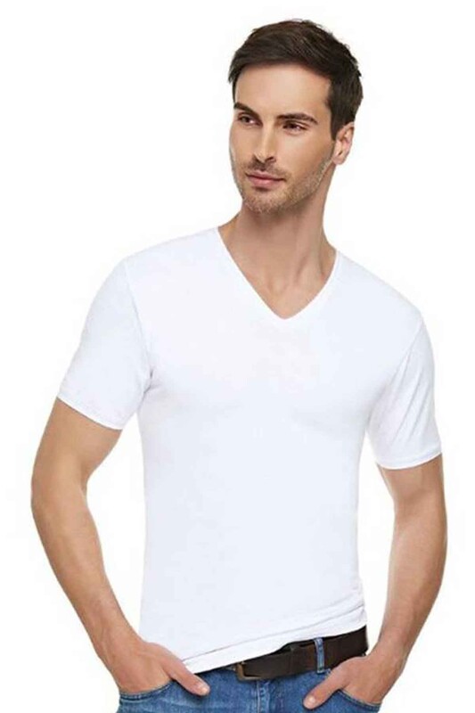 TUTKU ELİT - Tutku Elite Elastane V Neck Man Undershirt 1303 | White