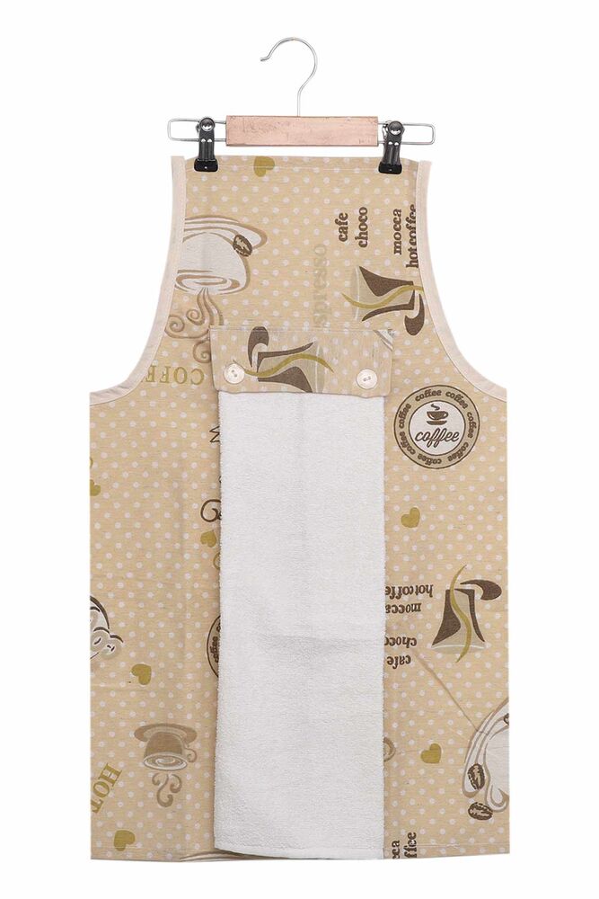 Desenli Mutfak Önlüğü Krem