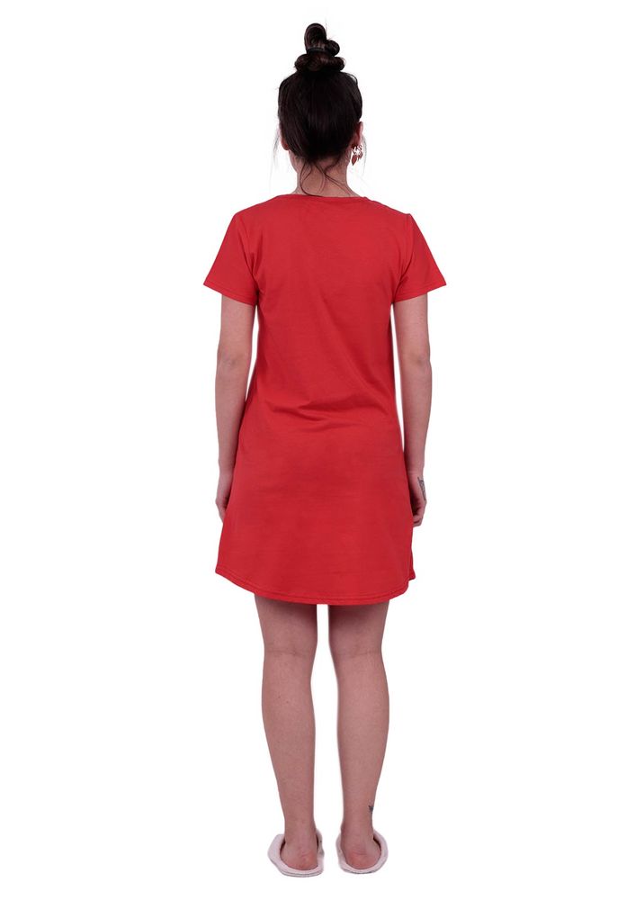 Snc Flamingo Printed Short Sleeved Gown 8041 | Red