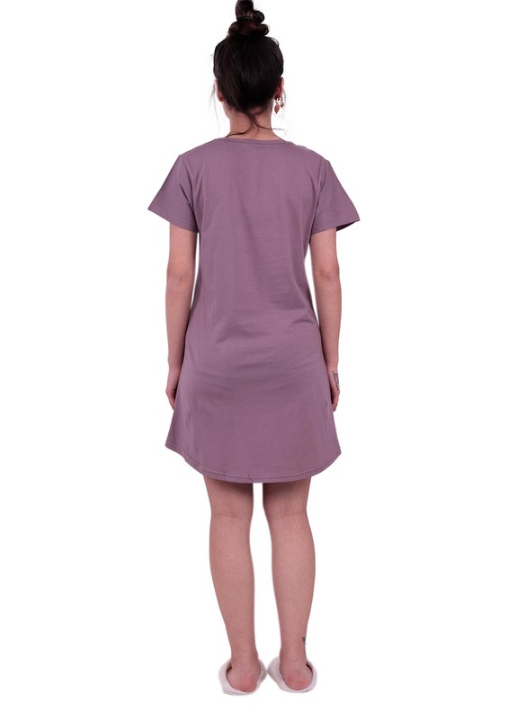 Snc Flamingo Printed Short Sleeved Gown 8041 | Mink - Thumbnail