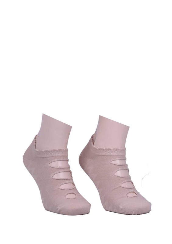 Berso Üstü Delikli Babet Çorap 089 | Bej - Thumbnail