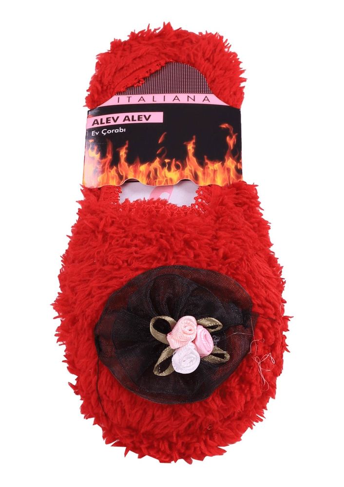 İtaliana Flower Ribbon Patterned Socks 217 | Red
