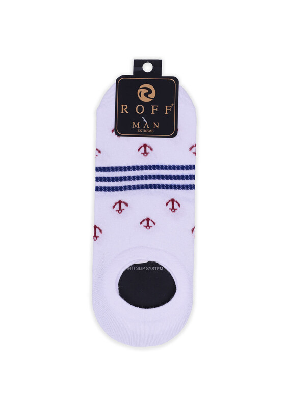 Bamboo Anchor Printed No Show Socks | White - Thumbnail