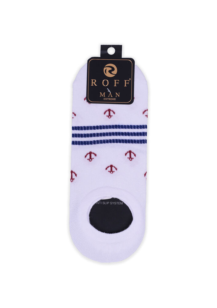 Bamboo Anchor Printed No Show Socks | White