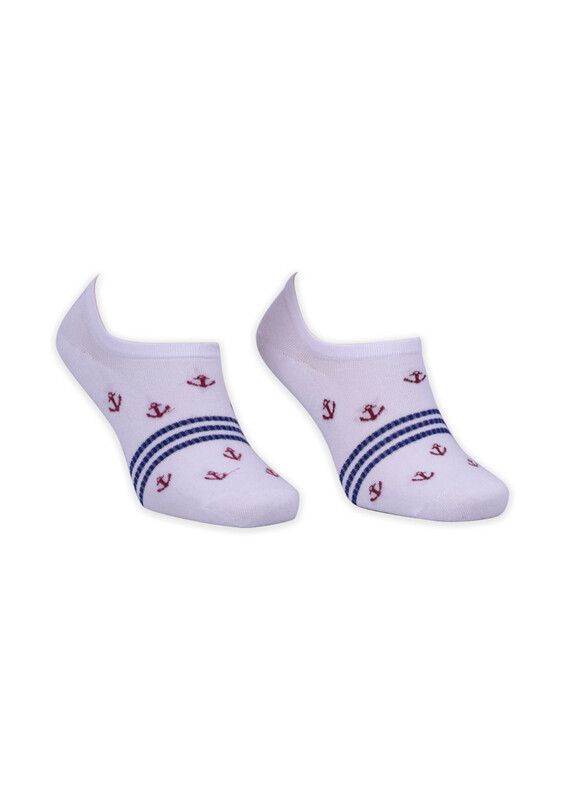 Bamboo Anchor Printed No Show Socks | White - Thumbnail