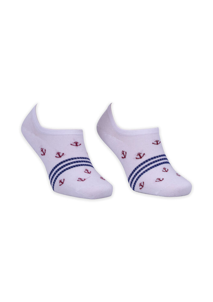 Bamboo Anchor Printed No Show Socks | White