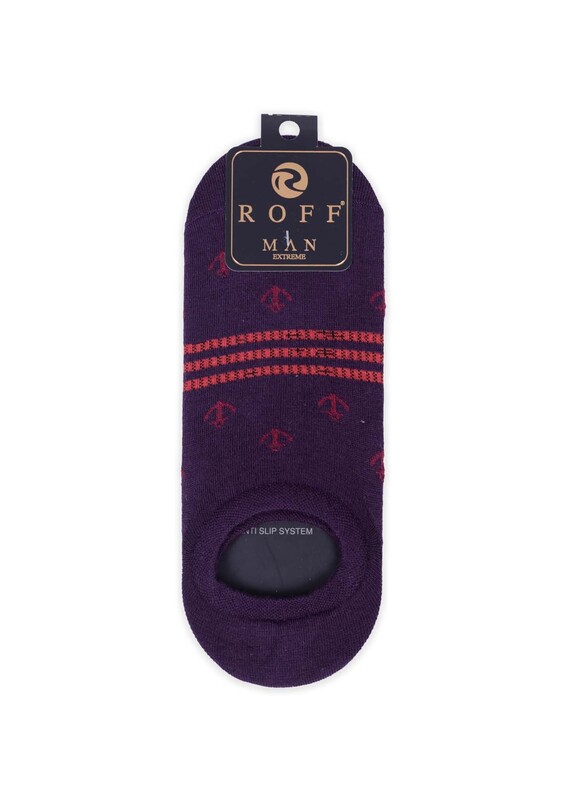 Bamboo Anchor Printed Man No Show Socks | Purple - Thumbnail