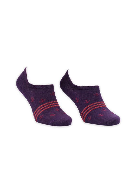 Bamboo Anchor Printed Man No Show Socks | Purple - Thumbnail