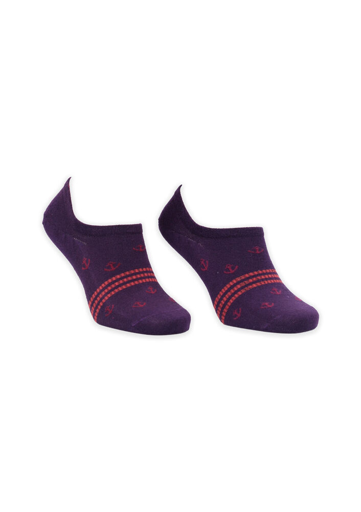 Bamboo Anchor Printed Man No Show Socks | Purple