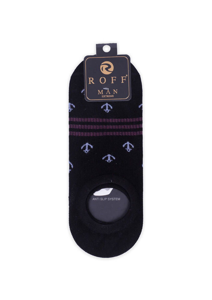 Bamboo Anchor Printed Man No Show Socks | Black