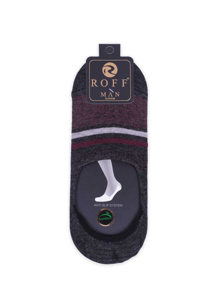 Bamboo Stripped Man No Show Socks | Gray Bordeaux