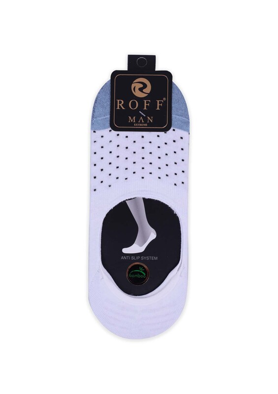 Bamboo Spotted Man No Show Socks | White - Thumbnail