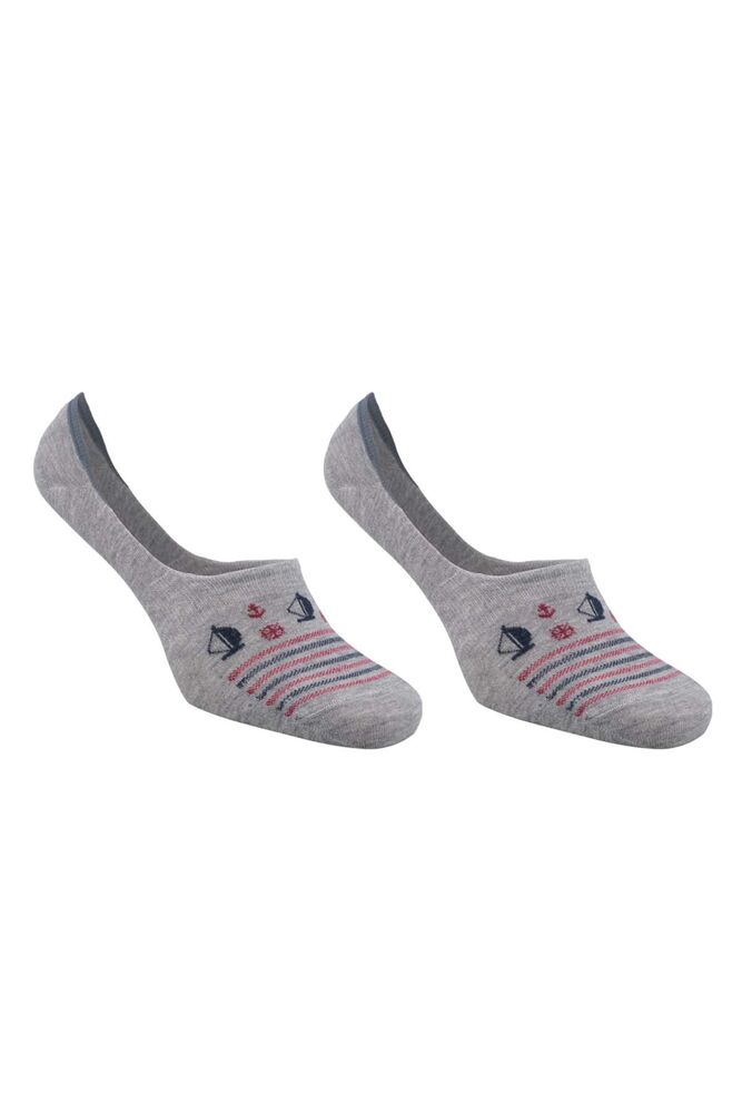 Roff Anchor Printed Bamboo Man No Show Socks 10237 | Light Gray
