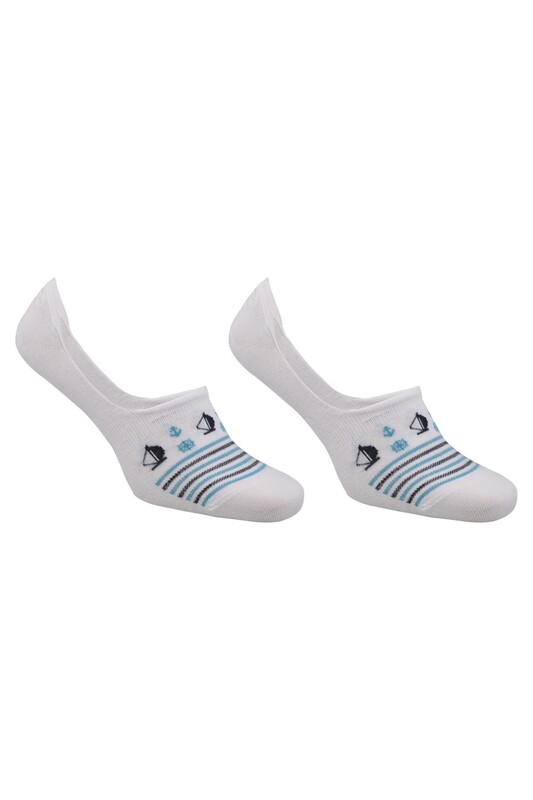 ROFF - Roff Anchor Patterned Bamboo Man No Show Socks 10237 | White