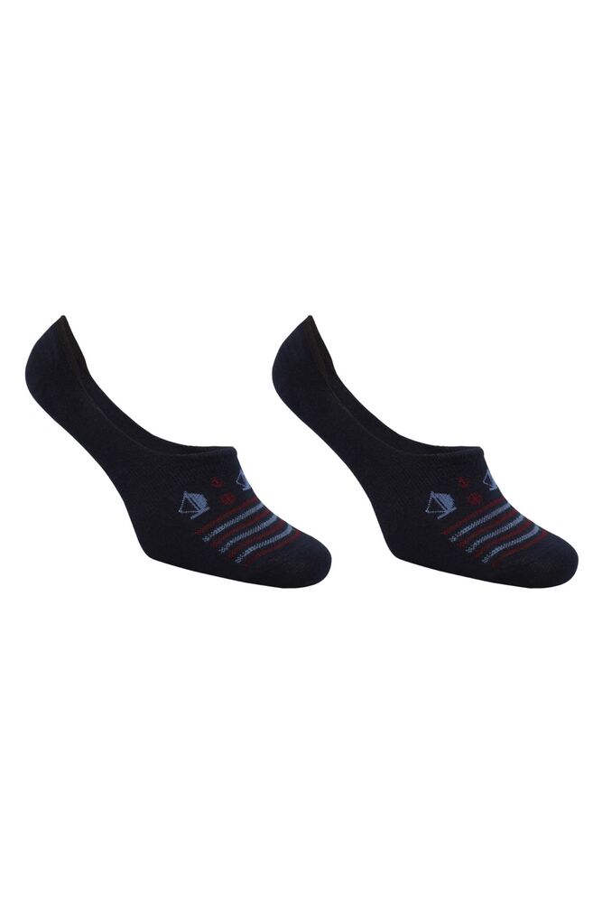 Roff Anchor Printed Bamboo Man No Show Socks 10237 | Dark Ultramarine