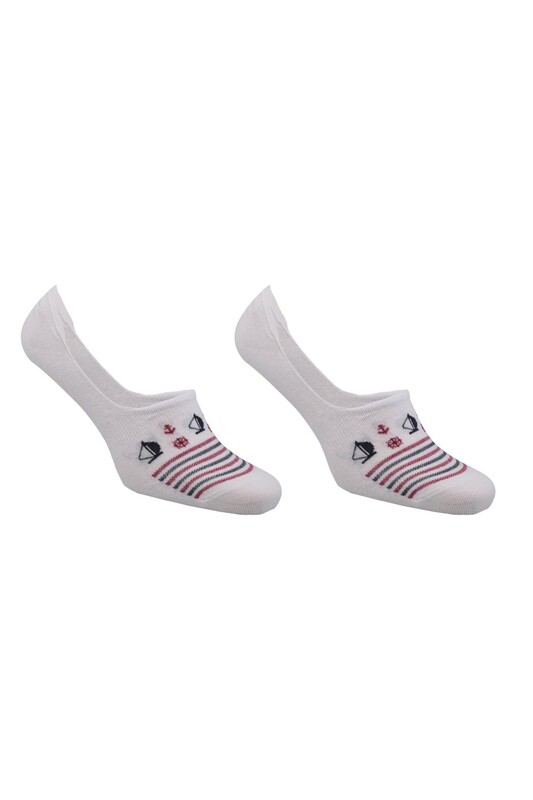 ROFF - Roff Anchor Patterned Bamboo Man No Show Socks 10237 | Ecru