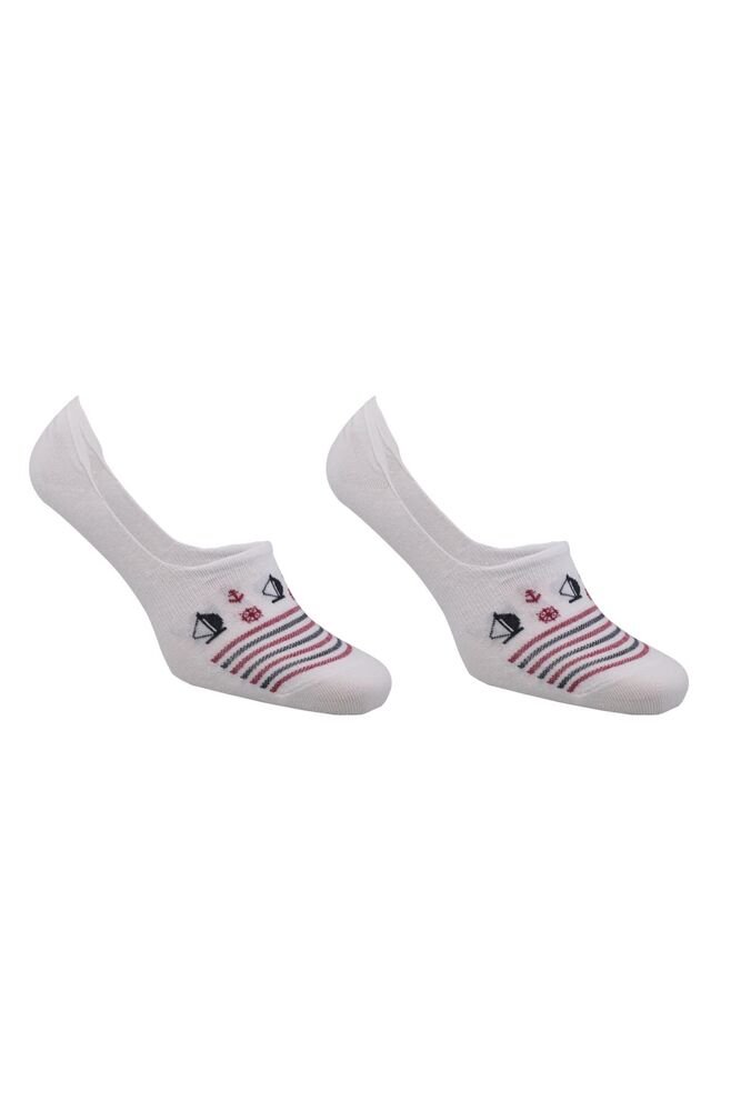 Roff Anchor Patterned Bamboo Man No Show Socks 10237 | Ecru