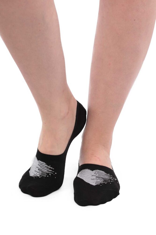 Bamboo Heart Printed Woman No Show Socks 20710 | Gray