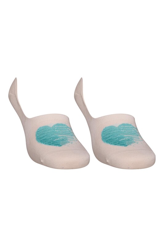 SİMİSSO - Bamboo Heart Printed Woman No Show Socks 20710 | Turquois