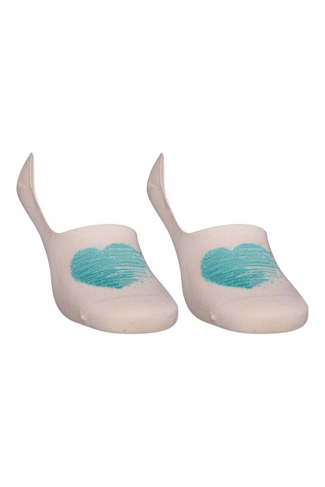 Bamboo Heart Printed Woman No Show Socks 20710 | Turquois