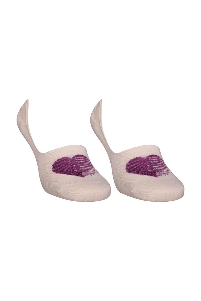 Bamboo Heart Printed Woman No Show Socks 20710 | Purple