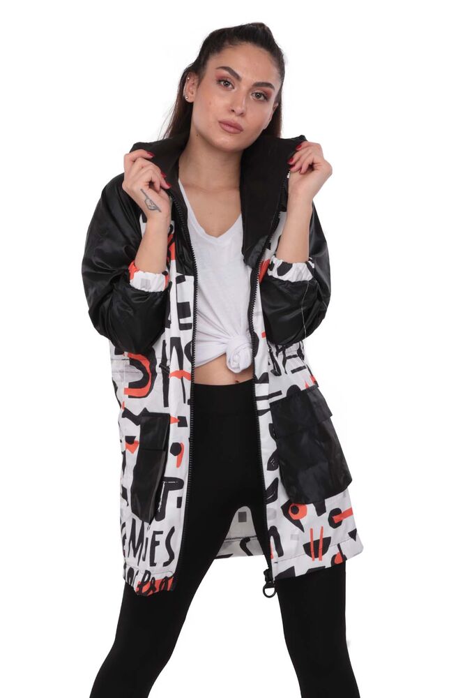 Patterned Woman Coat 9623 | Black