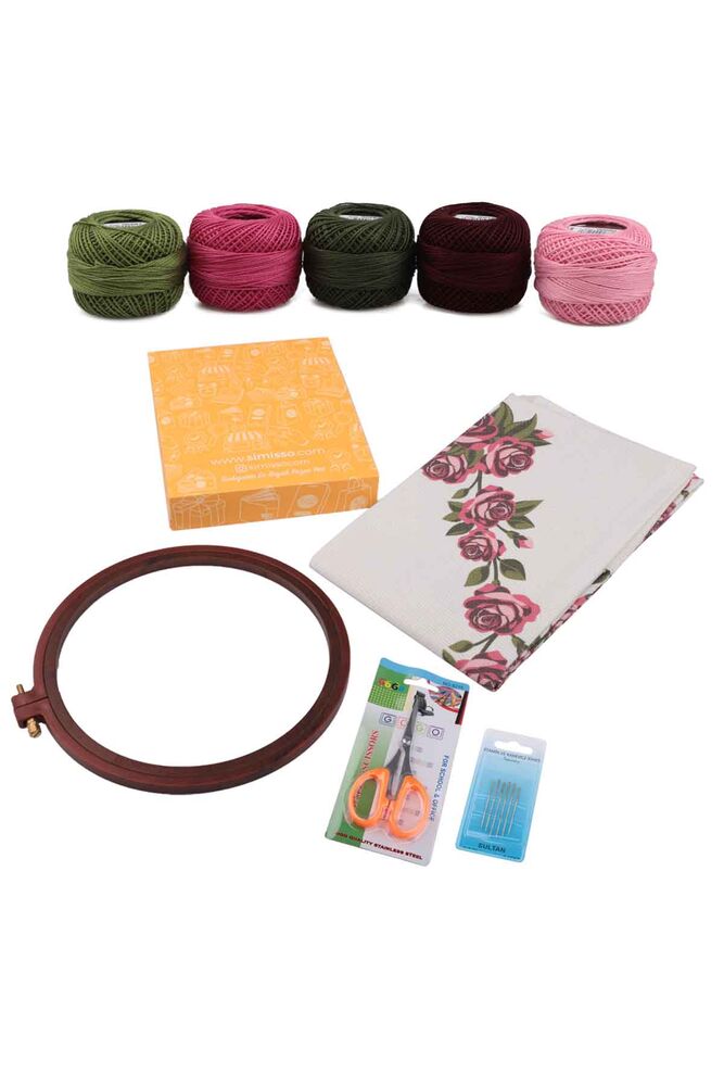 Baskılı Keten Ajurlu Etamin İşlemelik Seccade Seti-11