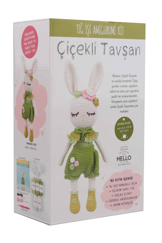Tuva Çiçekli Tavşan Amigurumi Kiti -SCF15 - Thumbnail