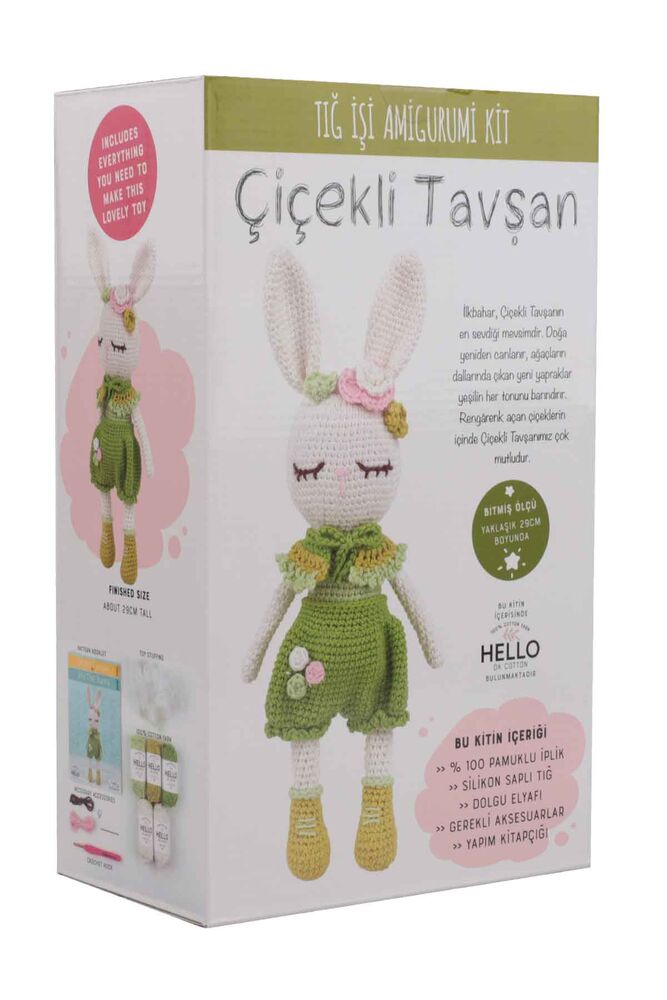 Tuva Çiçekli Tavşan Amigurumi Kiti -SCF15