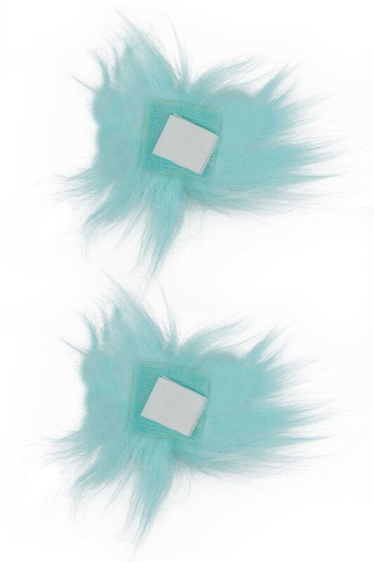 Kürklü Patik Süsü Turkuaz - Thumbnail