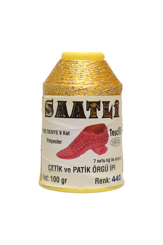 SAATLİ - Saatli Simli Çetik ve Patik Örgü İpi 9 Kat 100 gr. | 440