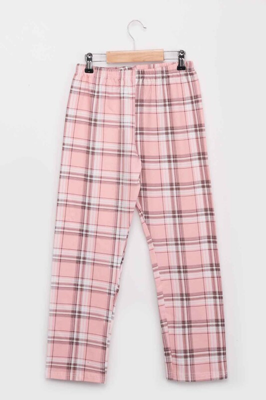 Girl Long Sleeve Shirt Pyjama Set 8003 | Light Pink - Thumbnail