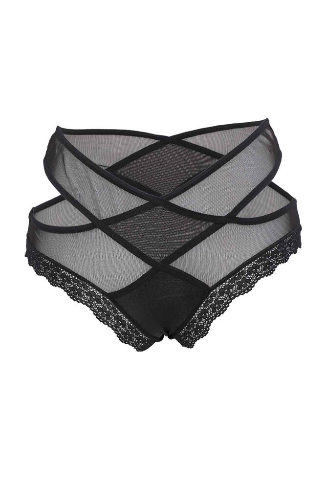 Cottonhill Beli Çapraz Tül Külot | Siyah