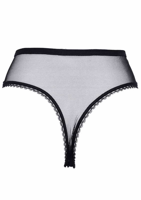 Laced Plus Sized Thong 3988 | Black - Thumbnail
